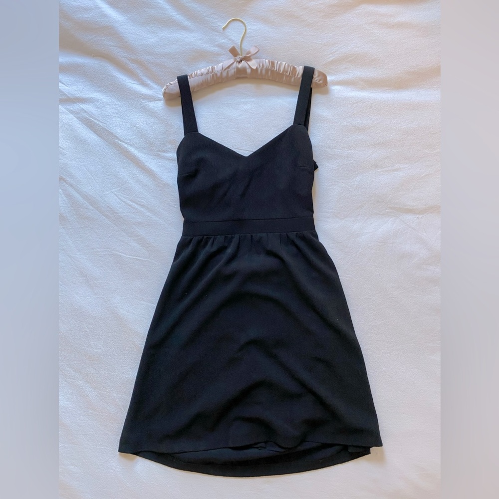 Sezane black mini dress with tie back